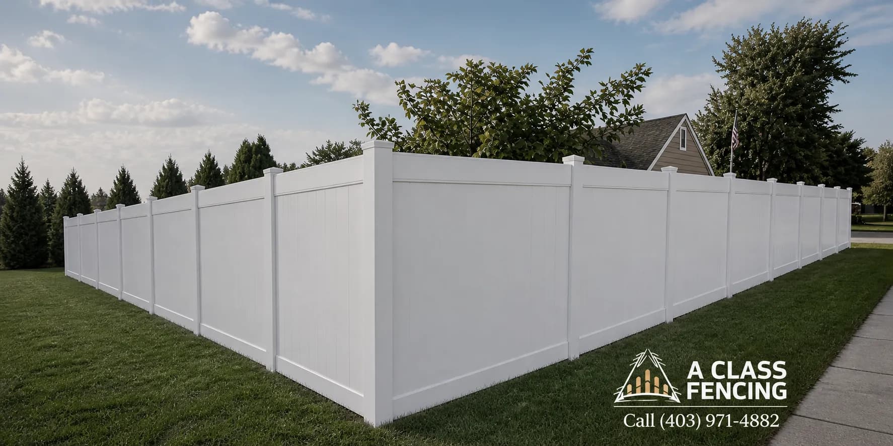 Vinyl Fences install by A Class Fencing in Calgary